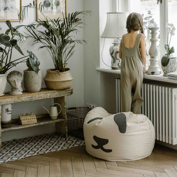 Dwukolorowy puf dla dzieci Panda Grey