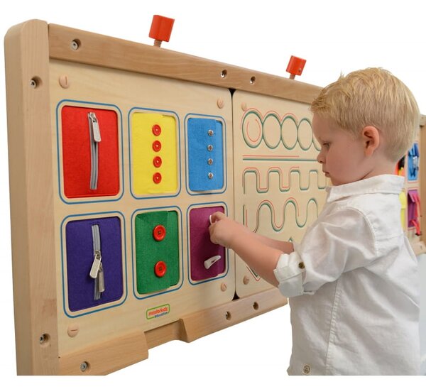 Ścienna Sensoryczna Tablica Manipulacyjna Otwieranie I Zamykanie Zamków Suwaki Guziki Masterkidz