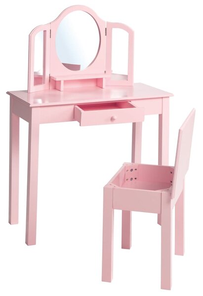 Roba Toaletka dla dzieci ze stołkiem, różowa, 68x32x106 cm, drewniana