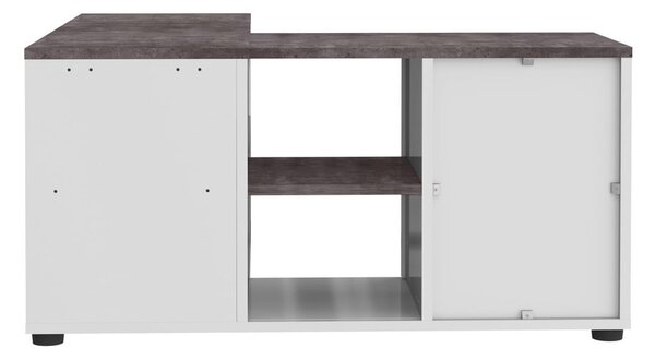 Biało-szara szafka pod TV w dekorze betonu 90x45 cm Angle – TemaHome