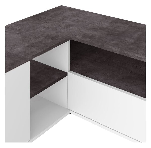 Biało-szara szafka pod TV w dekorze betonu 90x45 cm Angle – TemaHome