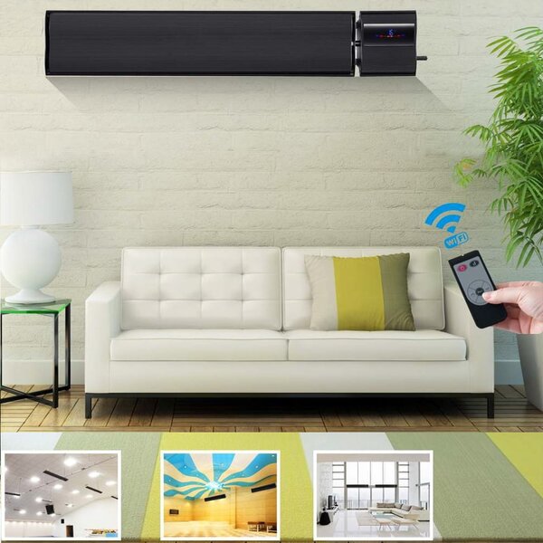 Grzejnik elektryczny ElectricSun 2800W /1400W czarny ogrzewanie na podczerwień z termostatem, z WiFi aplikacja Smart Life, 180x15cm, instalacja na suf
