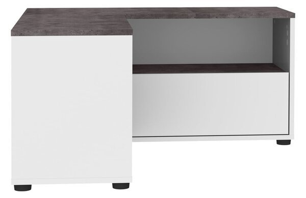 Biało-szara szafka pod TV w dekorze betonu 90x45 cm Angle – TemaHome
