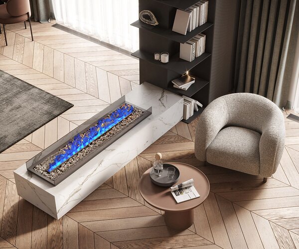 Wkład kominek elektryczny 3D do zabudowy z parą wodną, Led, z aplikacją, ElectricSun MISTique Średni 100 cm