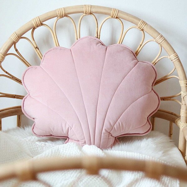 Welwetowa duża poduszka muszla soft pink