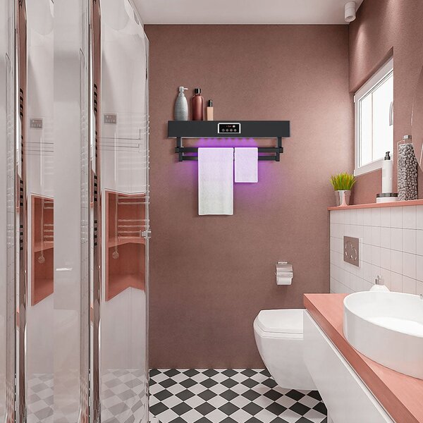 Suszarka do ręczników z dezynfekcją UV, łazienka lub kuchnia, ścienny, 60 cm, 450W, ElectricSun Standard czarny
