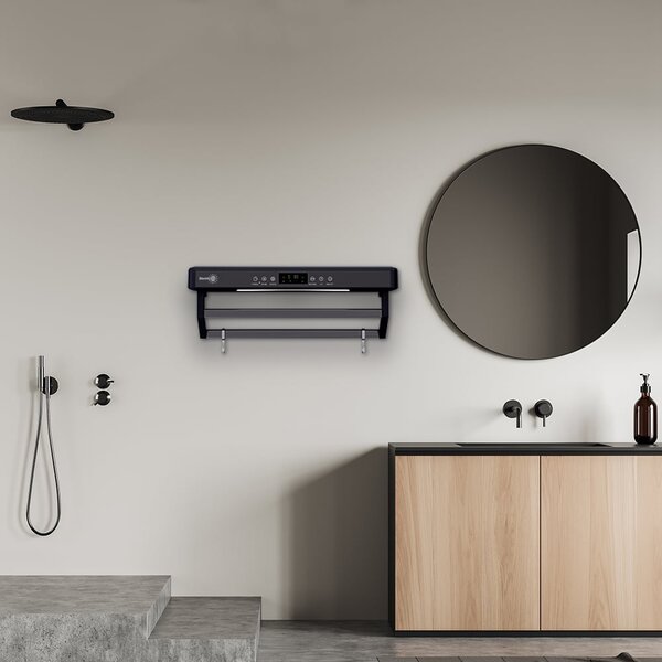 Suszarka do ręczników z dezynfekcją UV, łazienka lub kuchnia, ścienny, 60 cm, 450W, ElectricSun PREMIUM Czarny