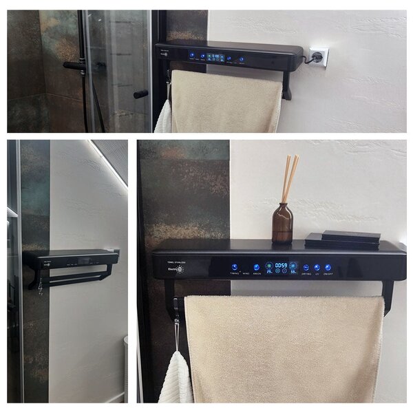 Suszarka do ręczników z dezynfekcją UV, łazienka lub kuchnia, ścienny, 60 cm, 450W, ElectricSun PREMIUM biały