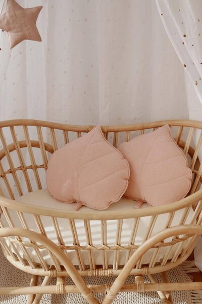 Lniana poduszka liść "light pink"
