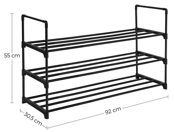 Metalowy stojak na buty SHORAC 92x30,5x55 cm czarny