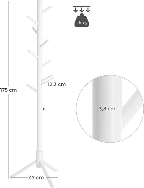 Wieszak biały wykonany z litego drewna STELLO