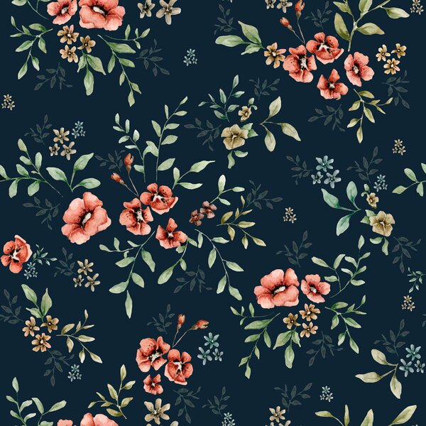 Tapeta do pokoju dziecięcego French Folk Navy Blue