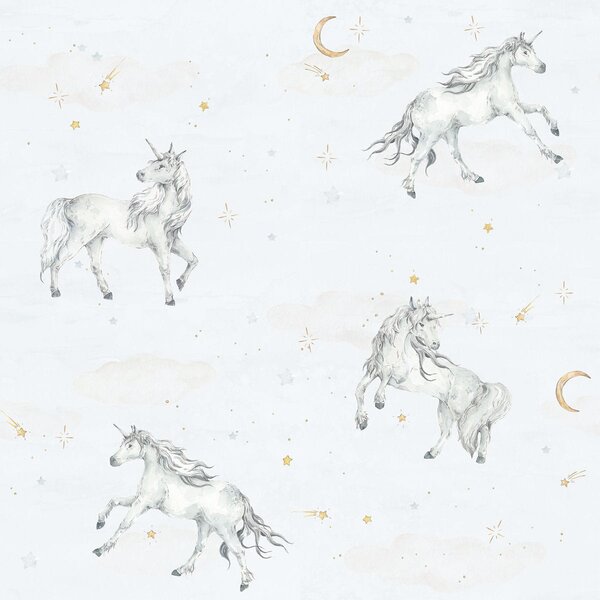 Tapeta do pokoju dziecięcego Unicorns in the sky