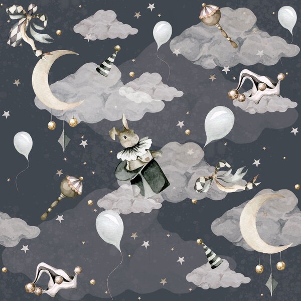 Tapeta do pokoju dziecka Magiczna uczta – gray blue