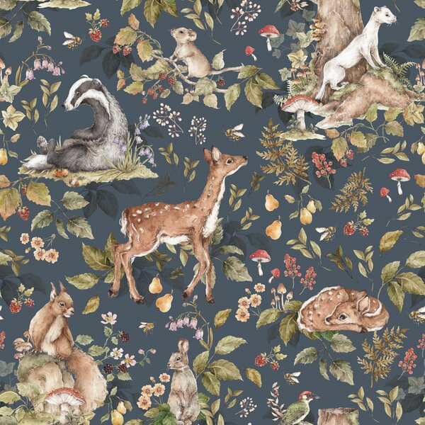 Tapeta do pokoju dziecka Cute forrest animals Dark