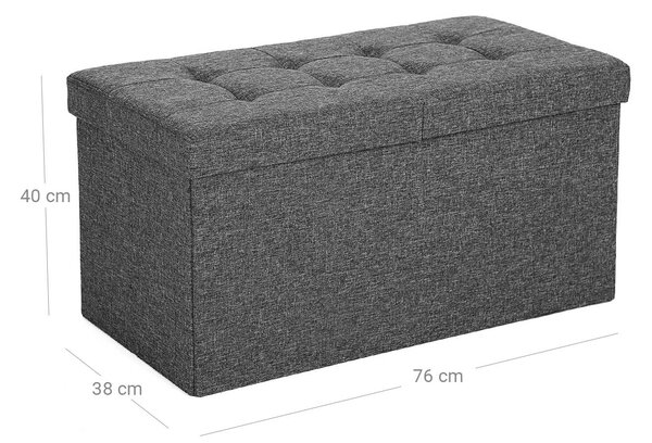 Stołek z uchylną pokrywą OTTOMAN 76x38 cm, ciemnoszary