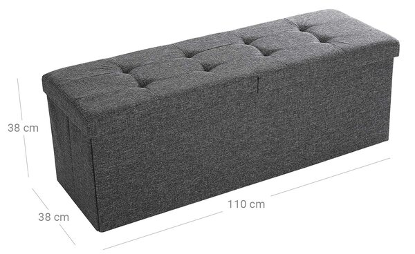 Stołek z uchylną pokrywą OTTOMAN 110x38 cm, ciemnoszary