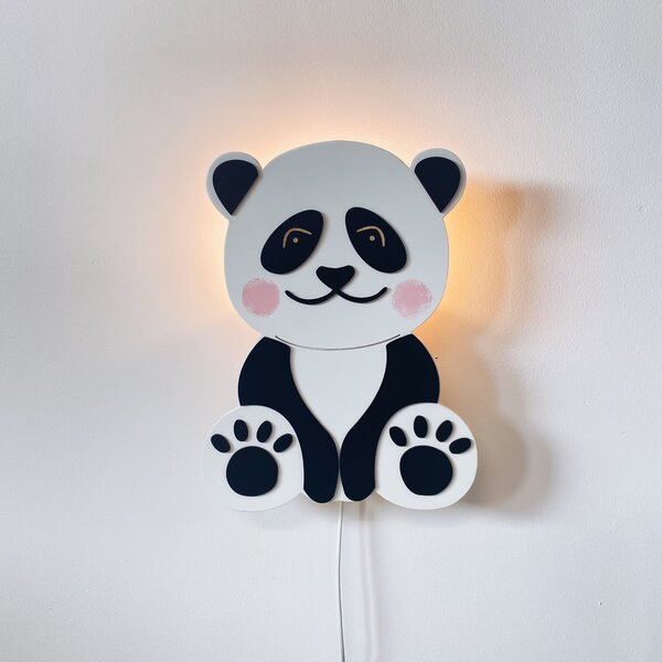 Drewniakowa – Lampka nocna „Panda” – wisząca dekoracja ścienna dla dzieci