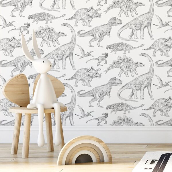 Tapeta do pokoju dziecka Dino White