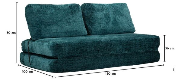Zielononiebieska rozkładana sofa z materiału bouclé 150 cm Faster – Mauro Ferretti