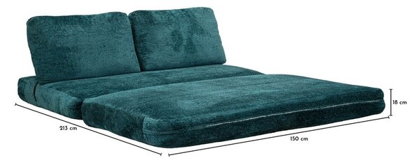 Zielononiebieska rozkładana sofa z materiału bouclé 150 cm Faster – Mauro Ferretti