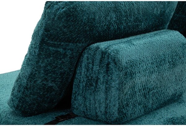 Zielononiebieska rozkładana sofa z materiału bouclé 150 cm Faster – Mauro Ferretti