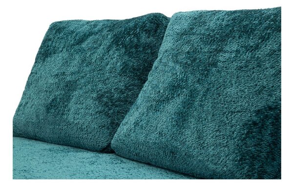 Zielononiebieska rozkładana sofa z materiału bouclé 150 cm Faster – Mauro Ferretti
