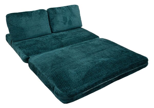 Zielononiebieska rozkładana sofa z materiału bouclé 150 cm Faster – Mauro Ferretti