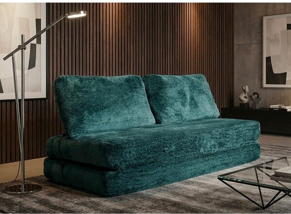 Zielononiebieska rozkładana sofa z materiału bouclé 150 cm Faster – Mauro Ferretti