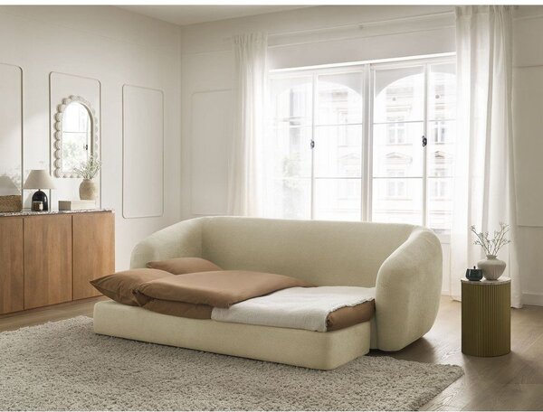 Szarobrązowa rozkładana sofa z tkaniny szenilowej 228 cm Neyo – Bobochic Paris