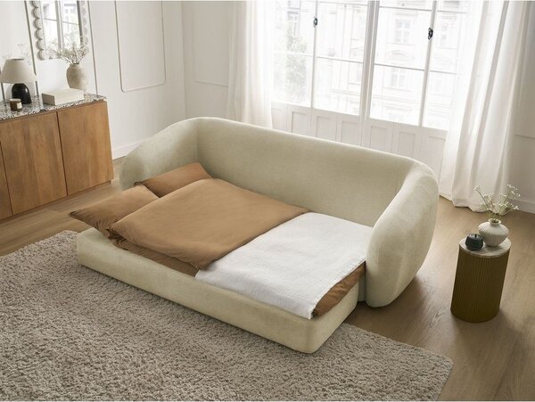Szarobrązowa rozkładana sofa z tkaniny szenilowej 228 cm Neyo – Bobochic Paris