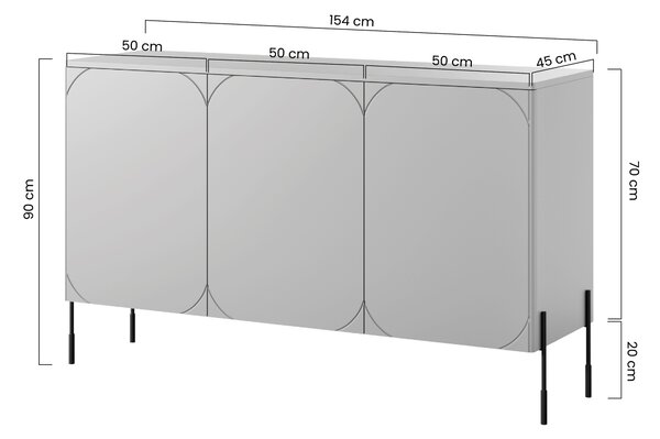 Komoda Sonatia 150 cm trzydrzwiowa - oliwka / nogi czarne