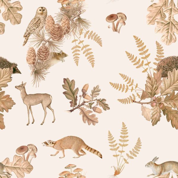 Tapeta do pokoju dziecka Autumn Forest With Animals