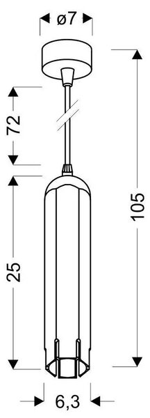 Czarna wisząca lampa tuba - 9X D258 G9-H63