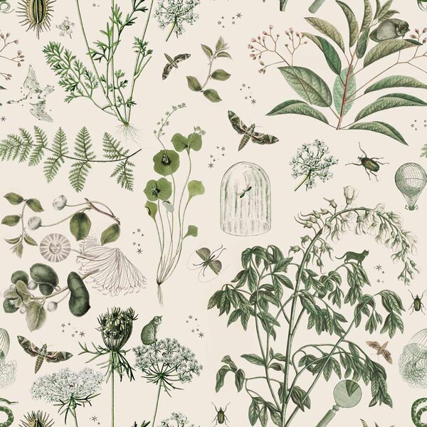 Tapeta do pokoju dziecka Green Botanical Stories