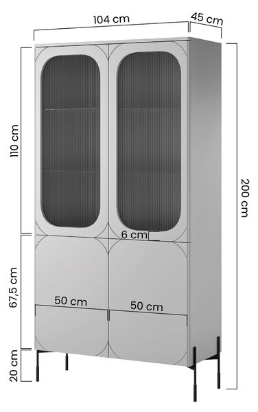 Witryna Sonatia do salonu 100 cm - kaszmir