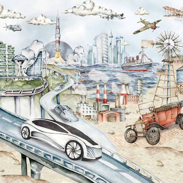 Tapeta do pokoju dziecka Industrial Evolution Przyszłość – Przeszłość