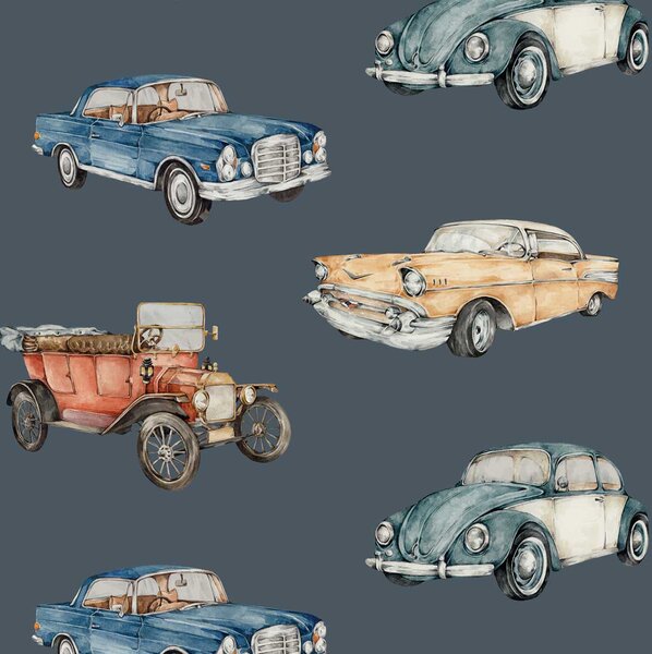 Tapeta do pokoju dziecka Cars Navy Blue / Industrial Evolution