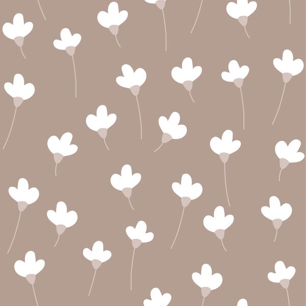 Tapeta do pokoju dziecka SIMPLE Daisies on mocca