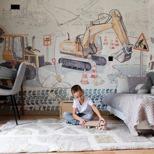 Tapeta Malumi PLAC BUDOWY Mural Z Maszynami Budowlanymi