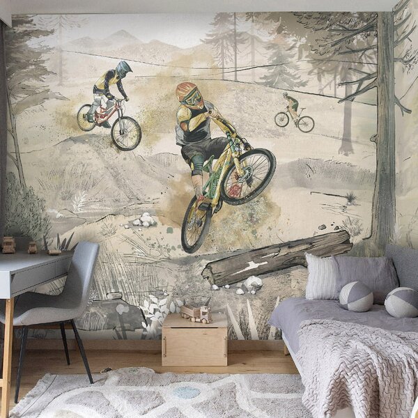 Tapeta Malumi BIKE ROAD Z Rowerami Górskimi