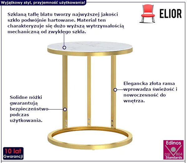 Stolik boczny z białym marmurem F6-T13