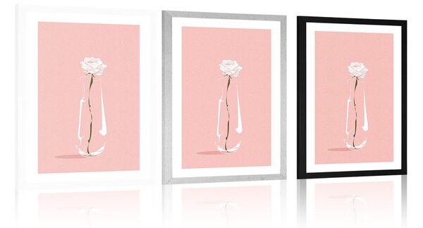 Plakat z passepartout minimalistyczny kwiat