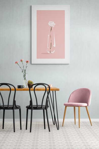 Plakat z passepartout minimalistyczny kwiat