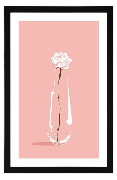 Plakat z passepartout minimalistyczny kwiat