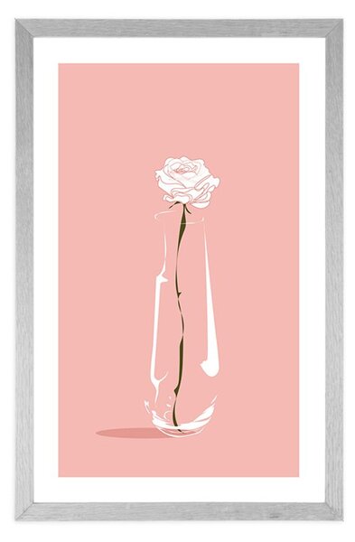Plakat z passepartout minimalistyczny kwiat