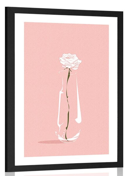 Plakat z passepartout minimalistyczny kwiat