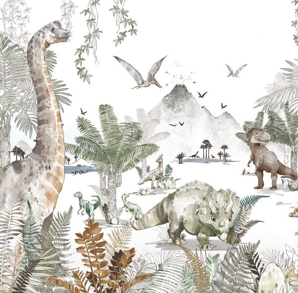 Tapeta Malumi Dino World Green do dziecięcego pokoju
