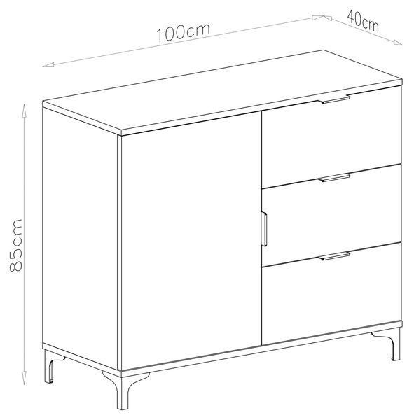 Komoda LANA K-100S Orzech Elegant - SZAFKA STOJĄCA Z SZUFLADAMI