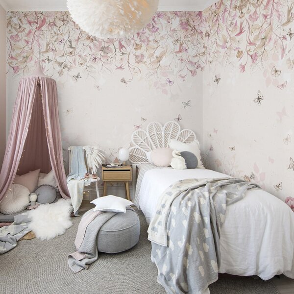 Tapeta Malumi BUTTERFLIES Rose - W Motyle I Kwiaty